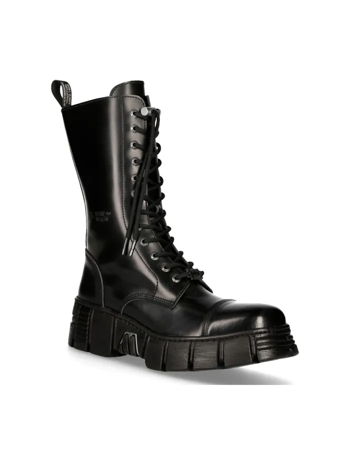 WomenMen Boot Black Tower With Laces MWall127nC1 New Rock Boots WomenMen Boot Black Tower With Laces MWall127nC1 New Rock Boots