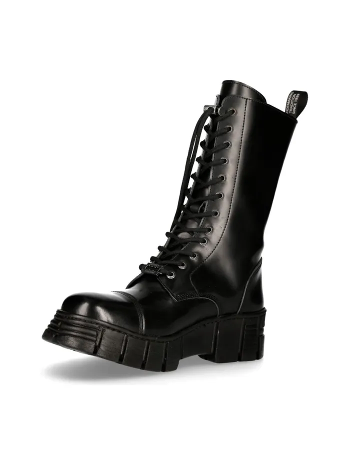 WomenMen Boot Black Tower With Laces MWall127nC1 New Rock Boots WomenMen Boot Black Tower With Laces MWall127nC1 New Rock Boots