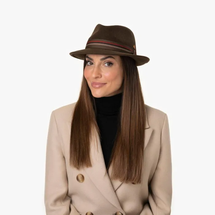 WomenMen Trilby Hats Mayser Maleo Stripes Trilby Wool Hat Brown WomenMen Trilby Hats Mayser Maleo Stripes Trilby Wool Hat Brown