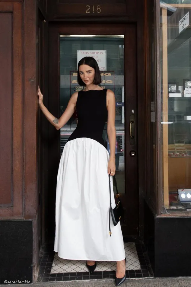 Women Meshki Dresses Acacia Contrast Sleeveless Maxi Dress 8211 BlackWhite