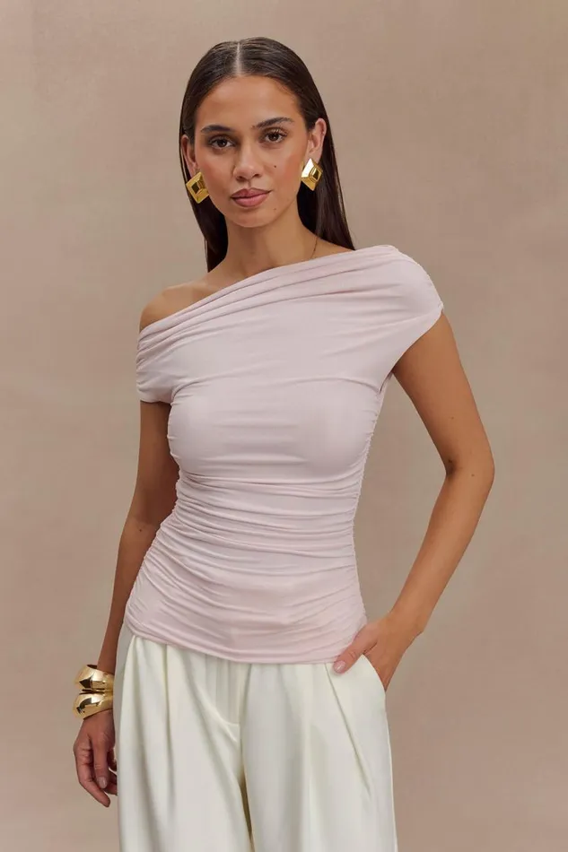 Women Meshki Dresses Alayna Slinky Ruched Top 8211 Powder Pink