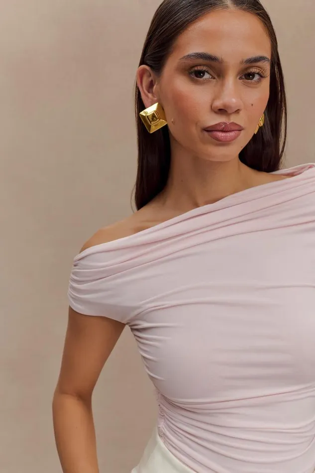 Women Meshki Dresses Alayna Slinky Ruched Top 8211 Powder Pink