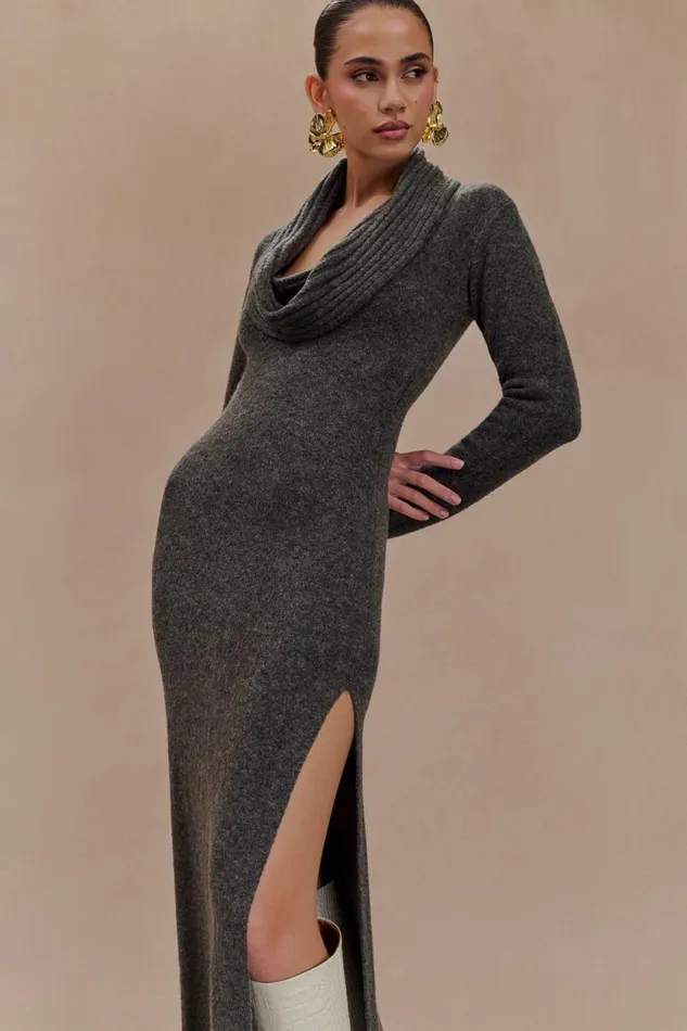 Women Meshki Dresses Alessandra Reversible Knit Maxi Dress 8211 Charcoal Marle