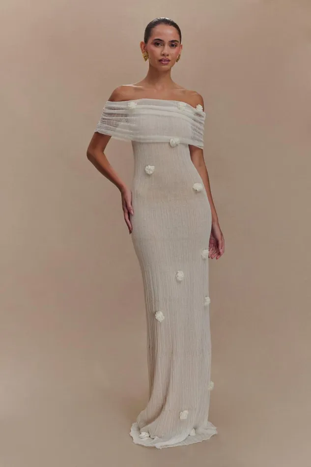 Women Meshki Dresses Brynn Orchid Knit Maxi Dress 8211 Ivory
