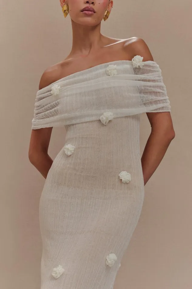 Women Meshki Dresses Brynn Orchid Knit Maxi Dress 8211 Ivory