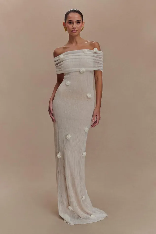 Women Meshki Dresses Brynn Orchid Knit Maxi Dress 8211 Ivory
