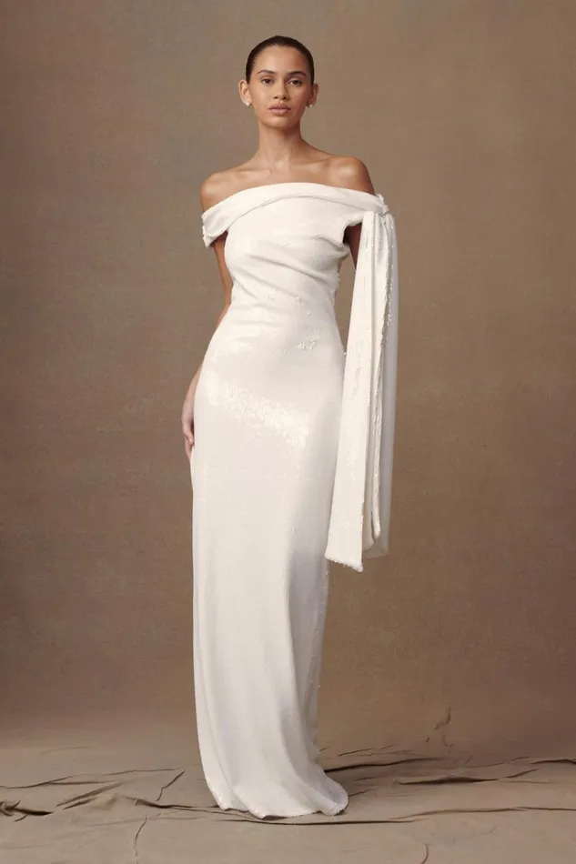 Women Meshki Dresses Catarina Sequin Maxi Dress 8211 White