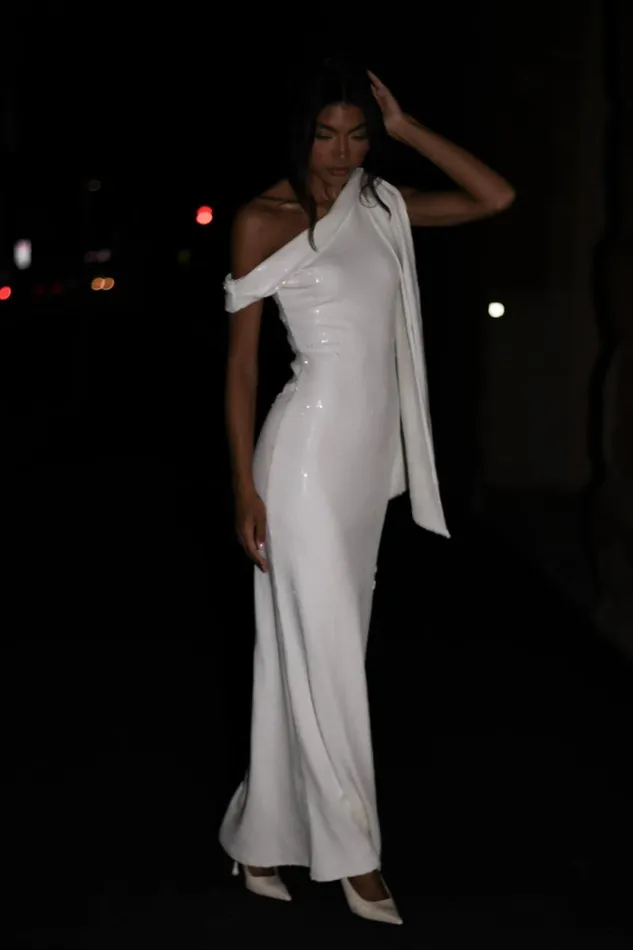 Women Meshki Dresses Catarina Sequin Maxi Dress 8211 White
