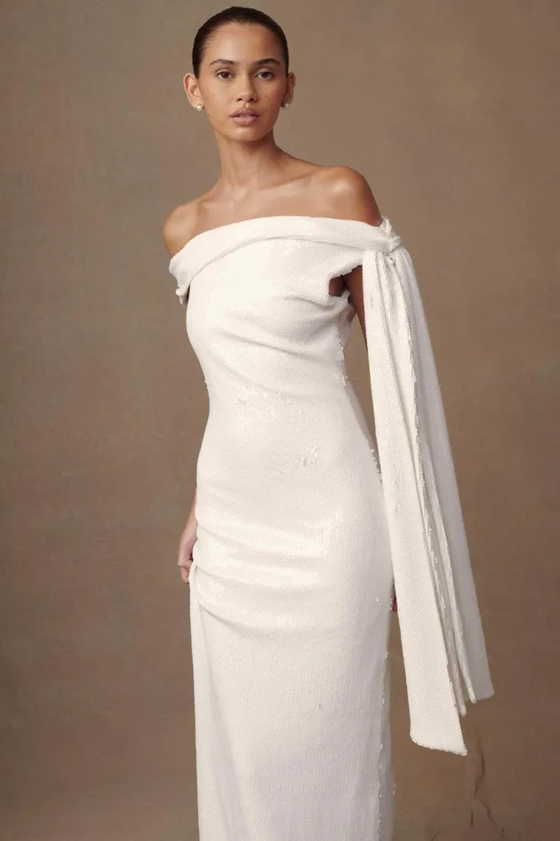 Women Meshki Dresses Catarina Sequin Maxi Dress 8211 White