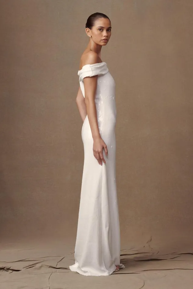 Women Meshki Dresses Catarina Sequin Maxi Dress 8211 White