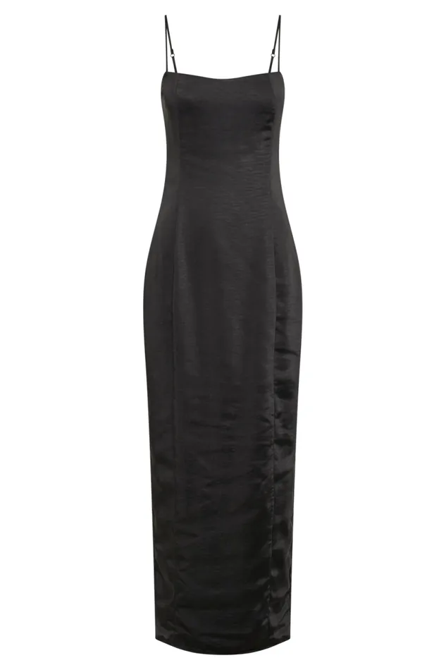Women Meshki Dresses Chrisley Satin Maxi Dress With Split 8211 Black