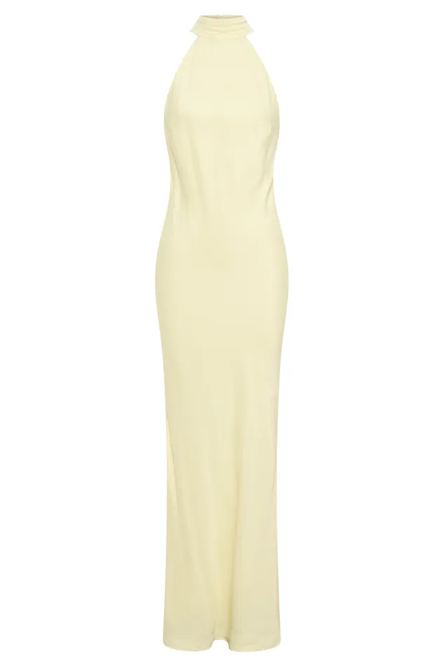 Women Meshki Dresses Claire Matte Satin Drape Back Maxi Dress 8211 Light Yellow Women Meshki Dresses Claire Matte Satin Drape Back Maxi Dress 8211 Light Yellow