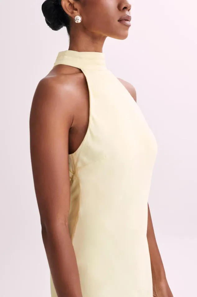Women Meshki Dresses Claire Matte Satin Drape Back Maxi Dress 8211 Light Yellow Women Meshki Dresses Claire Matte Satin Drape Back Maxi Dress 8211 Light Yellow
