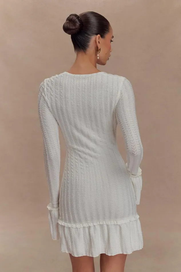 Women Meshki Dresses Daphne Pointelle Long Sleeve Mini Dress 8211 Ivory