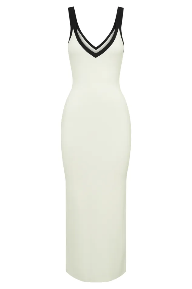 Women Meshki Dresses Debbi Contrast Knit Midi Dress 8211 White