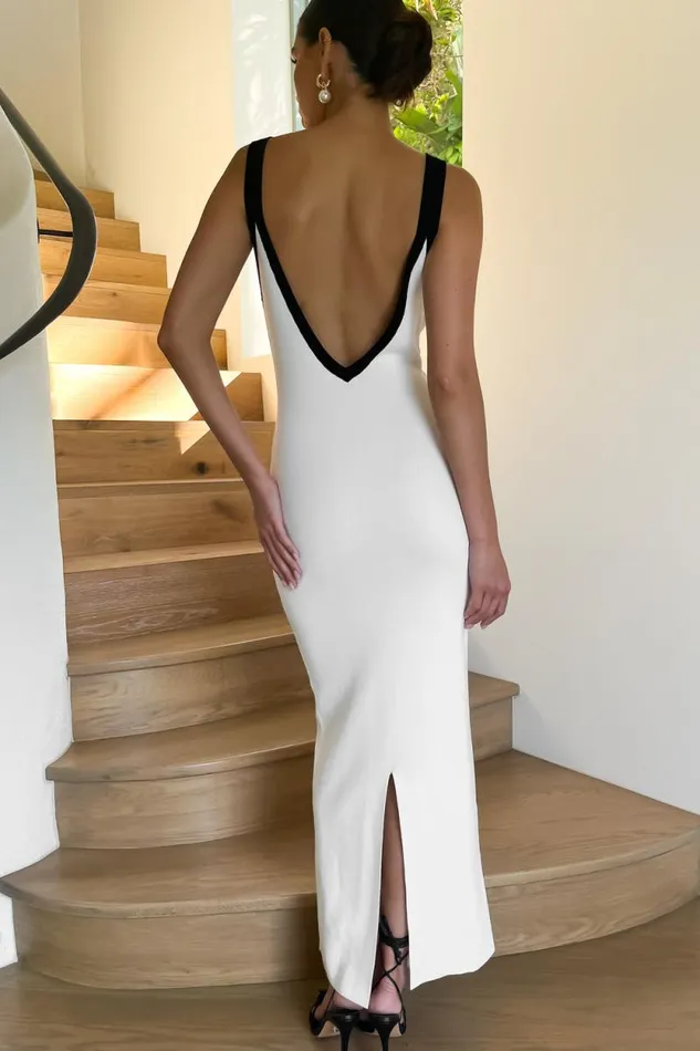 Women Meshki Dresses Debbi Contrast Knit Midi Dress 8211 White