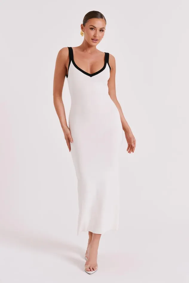 Women Meshki Dresses Debbi Contrast Knit Midi Dress 8211 White
