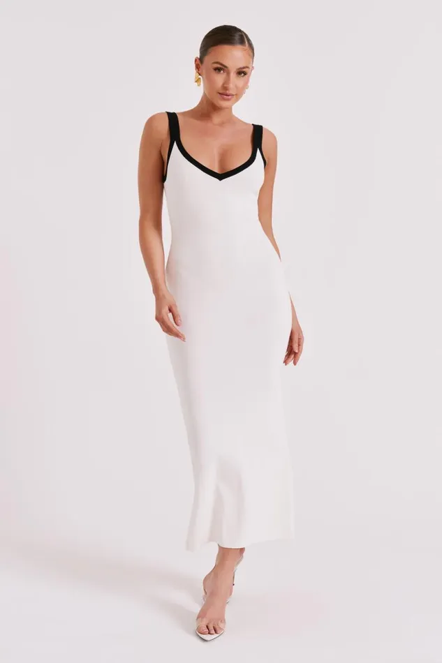 Women Meshki Dresses Debbi Contrast Knit Midi Dress 8211 White