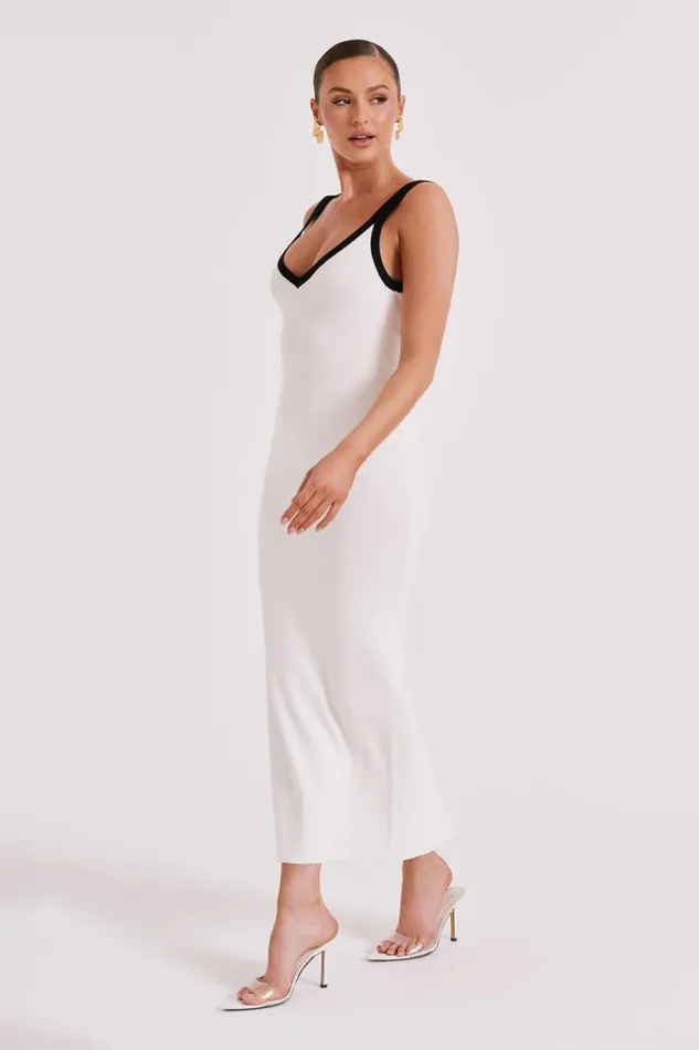 Women Meshki Dresses Debbi Contrast Knit Midi Dress 8211 White