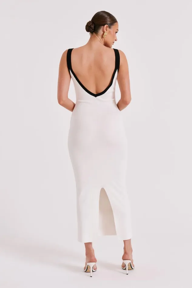 Women Meshki Dresses Debbi Contrast Knit Midi Dress 8211 White