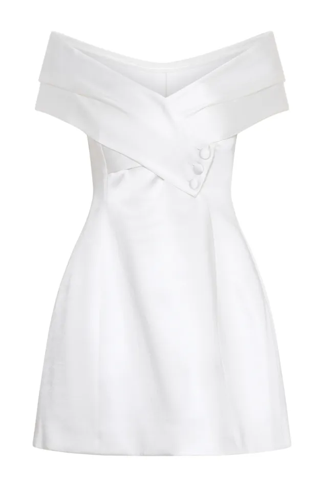 Women Meshki Dresses Evita Satin Off Shoulder Mini Dress 8211 White