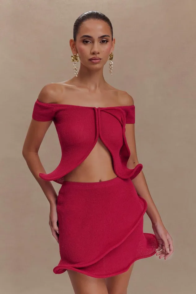 Women Meshki Dresses Haisley Off Shoulder Knit Top 8211 Raspberry
