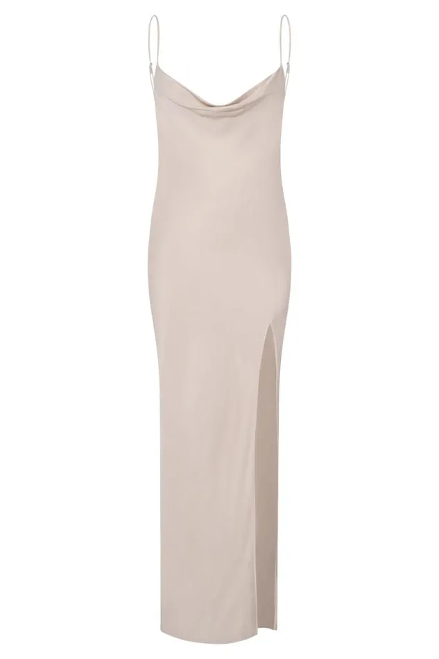 Women Meshki Dresses Jade Cowl Neck Backless Maxi Dress 8211 Bone