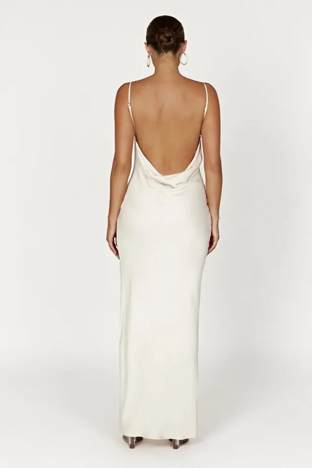 Women Meshki Dresses Jade Cowl Neck Backless Maxi Dress 8211 Bone