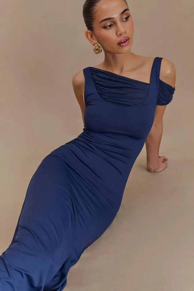 Women Meshki Dresses Janette Recycled Nylon And Mesh Sleeveless Maxi Dress 8211 Navy