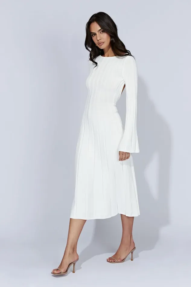Women Meshki Dresses Juniper Flare Sleeve Knit Midi Dress 8211 White Women Meshki Dresses Juniper Flare Sleeve Knit Midi Dress 8211 White