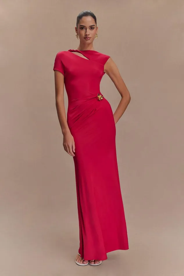 Women Meshki Dresses Kaida Slinky Maxi Dress With Hardware 8211 Fuchsia Pink