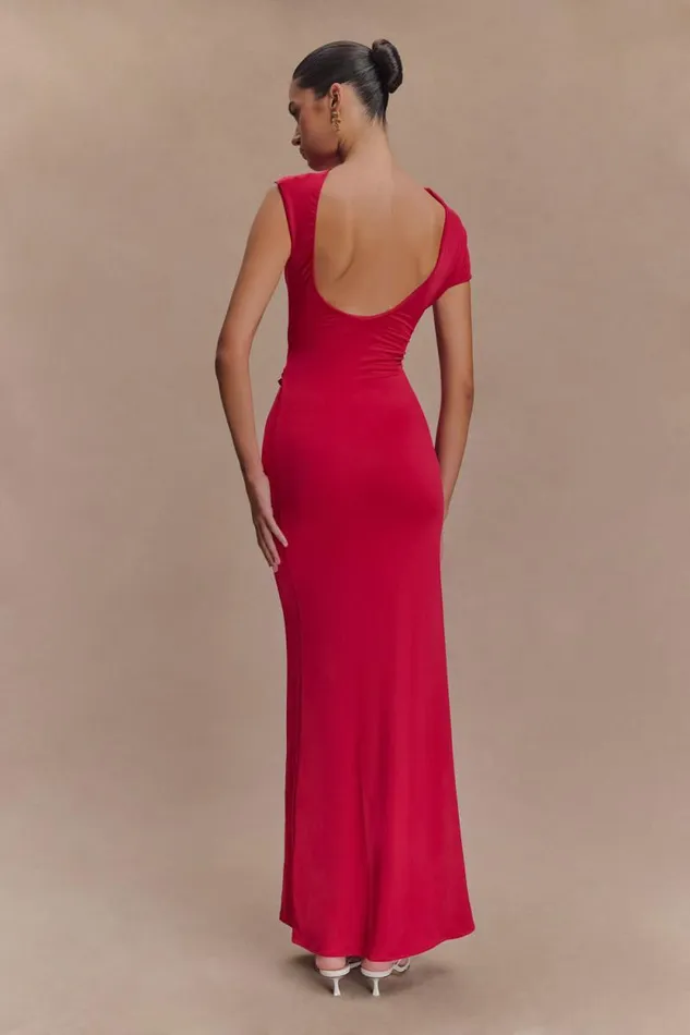 Women Meshki Dresses Kaida Slinky Maxi Dress With Hardware 8211 Fuchsia Pink
