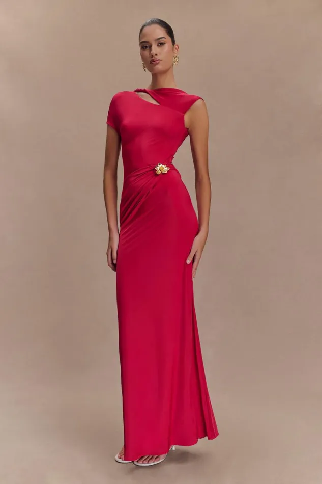 Women Meshki Dresses Kaida Slinky Maxi Dress With Hardware 8211 Fuchsia Pink