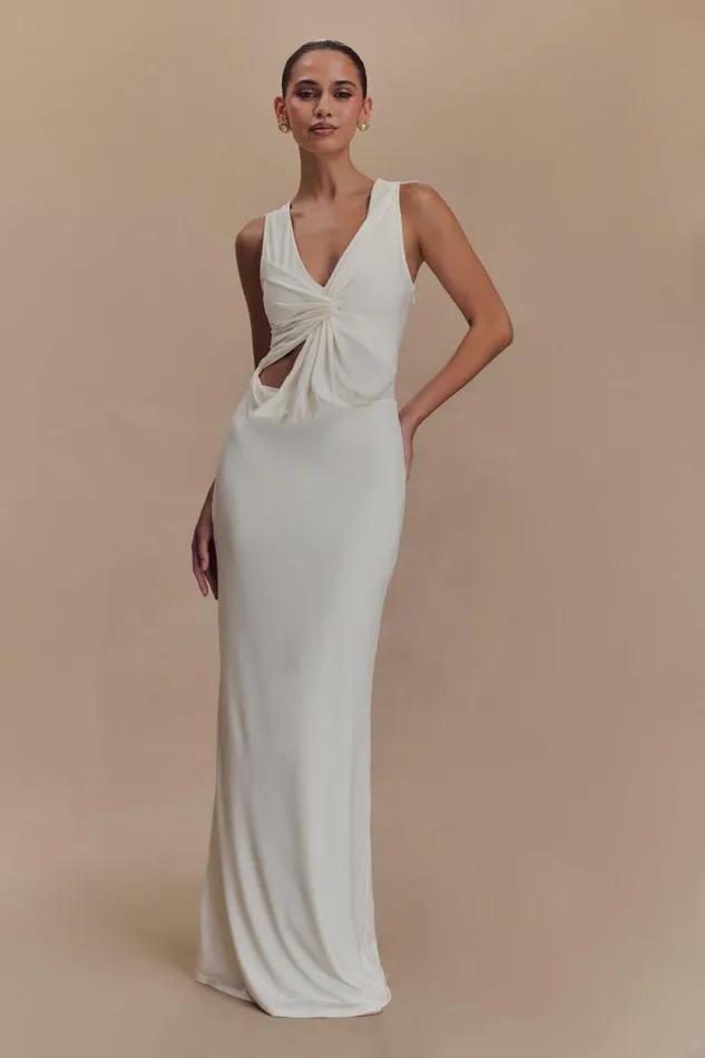 Women Meshki Dresses Kassidy Peached Jersey Maxi Dress 8211 Ivory