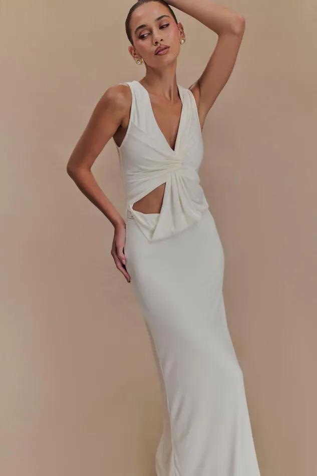 Women Meshki Dresses Kassidy Peached Jersey Maxi Dress 8211 Ivory