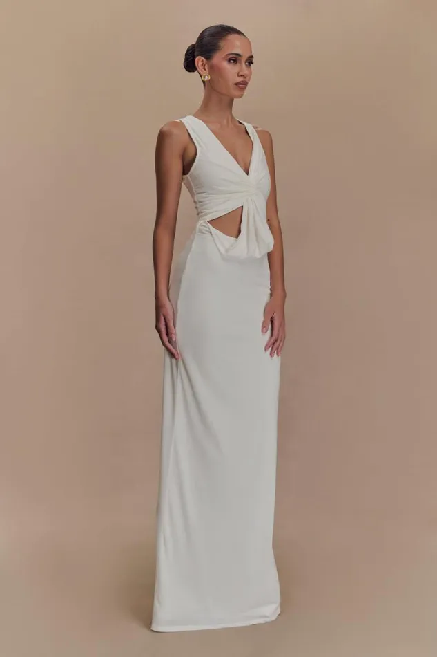 Women Meshki Dresses Kassidy Peached Jersey Maxi Dress 8211 Ivory