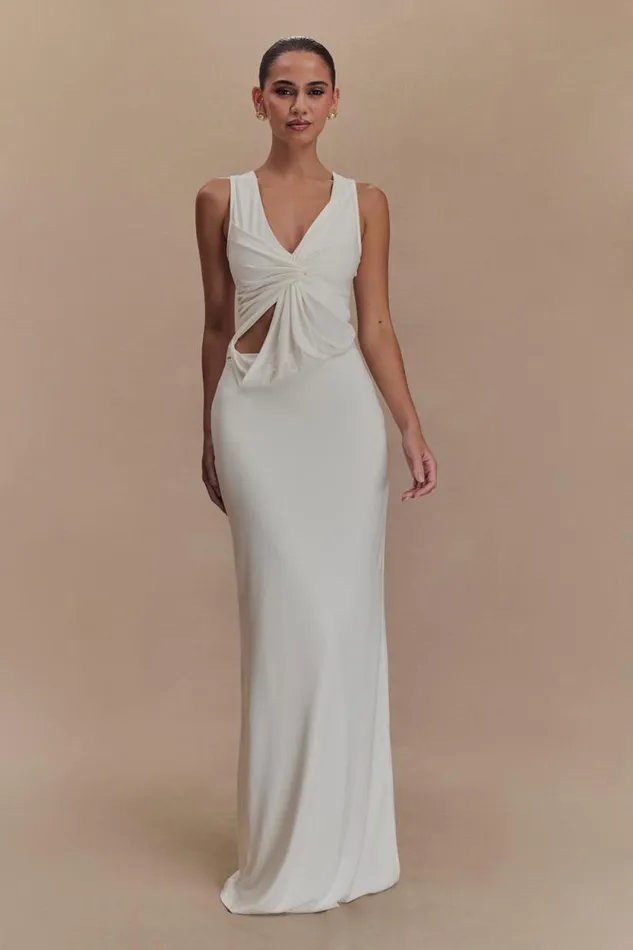 Women Meshki Dresses Kassidy Peached Jersey Maxi Dress 8211 Ivory