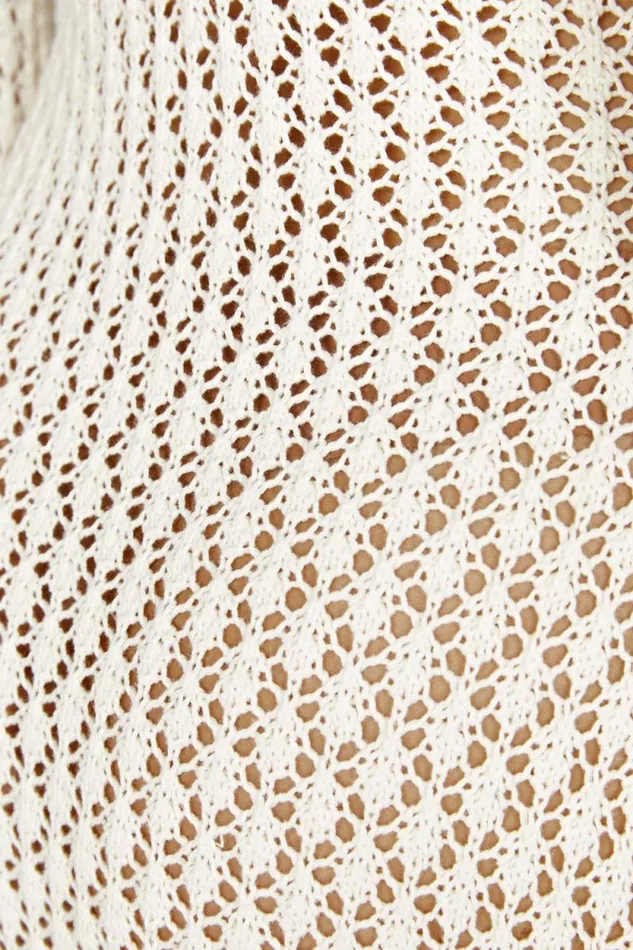 Women Meshki Dresses Kayleigh Crochet Fishtail Flare Sleeve Maxi Dress 8211 White