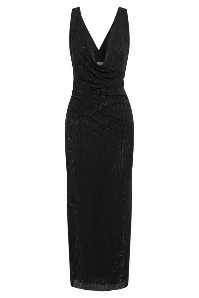 Women Meshki Dresses Laney Hot Fix Mesh Cowl Maxi Dress 8211 Black Women Meshki Dresses Laney Hot Fix Mesh Cowl Maxi Dress 8211 Black