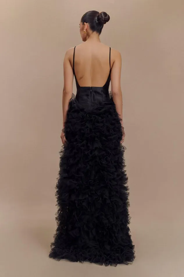 Women Meshki Dresses Magnolia Tiered Ruffle Maxi Dress 8211 Black