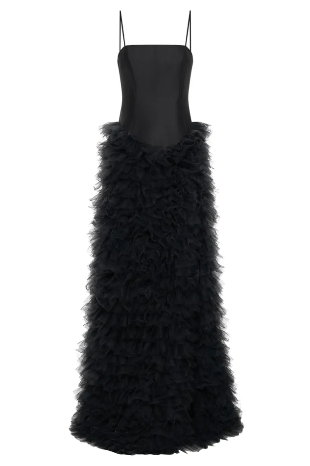 Women Meshki Dresses Magnolia Tiered Ruffle Maxi Dress 8211 Black