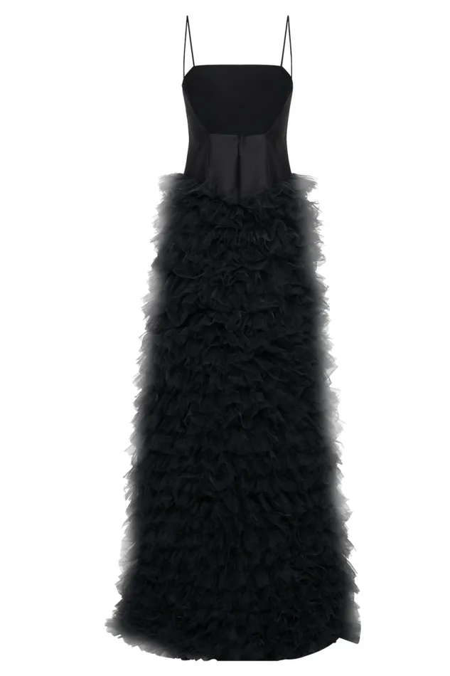 Women Meshki Dresses Magnolia Tiered Ruffle Maxi Dress 8211 Black