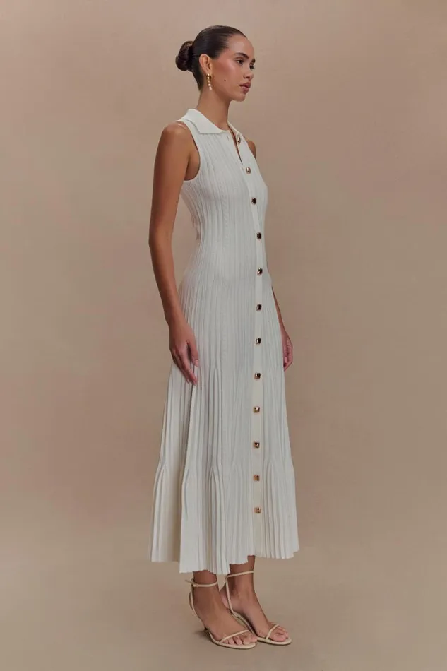 Women Meshki Dresses Margie Sleeveless Knit Midi Dress 8211 White
