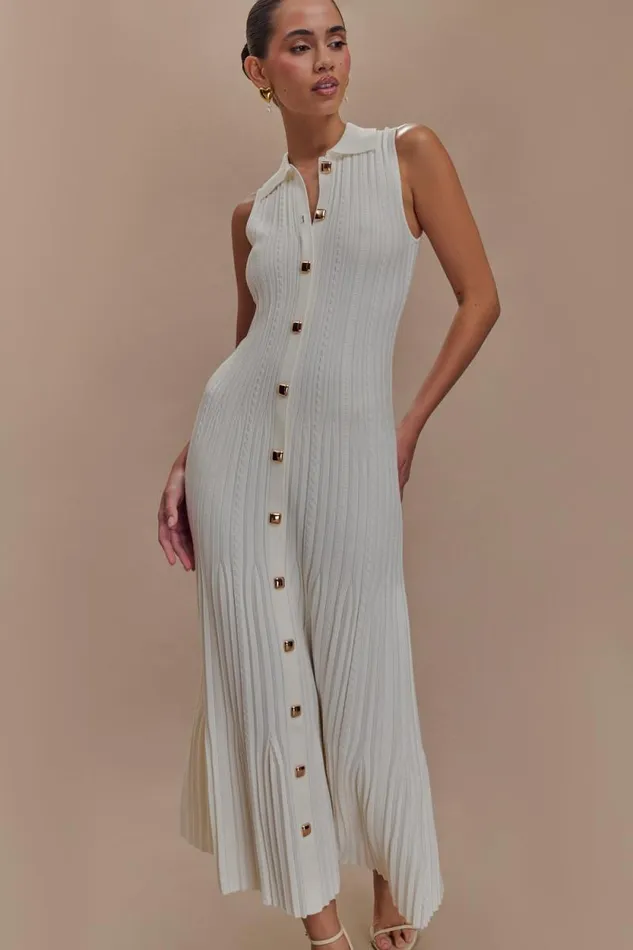 Women Meshki Dresses Margie Sleeveless Knit Midi Dress 8211 White