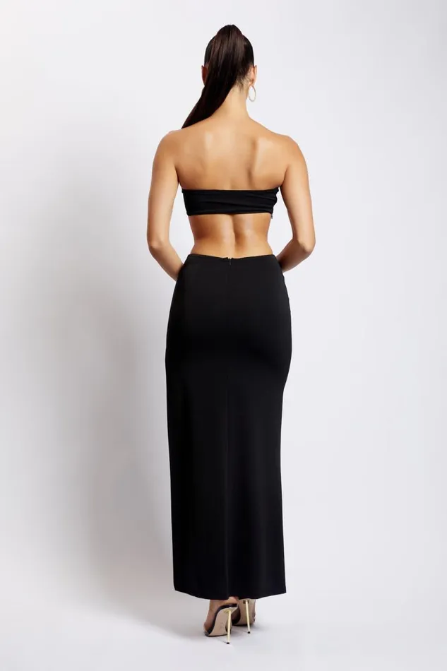 Women Meshki Dresses Marissa Strapless Maxi Dress With Waist Tie 8211 Black