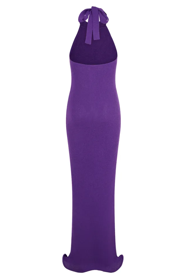 Women Meshki Dresses Melodie Halter Knit Maxi Dress 8211 Purple