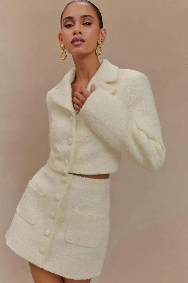 Women Meshki Dresses Mirelle Textured Boucle Cropped Long Sleeve Top 8211 Ivory Women Meshki Dresses Mirelle Textured Boucle Cropped Long Sleeve Top 8211 Ivory