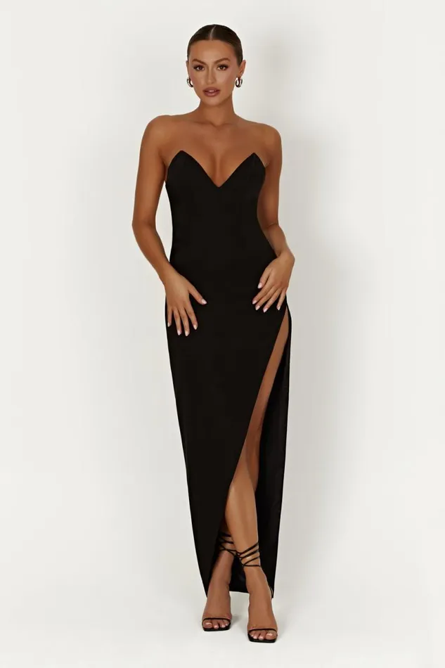 Women Meshki Dresses Natasha Pointed Corset Maxi Dress 8211 Black