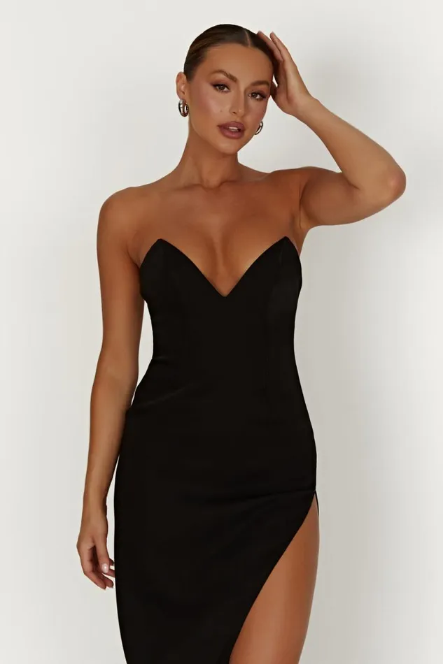 Women Meshki Dresses Natasha Pointed Corset Maxi Dress 8211 Black