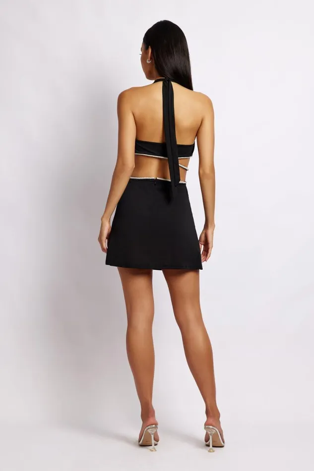 Women Meshki Dresses Nicha Halter Mini Dress With Cut Outs 8211 Black
